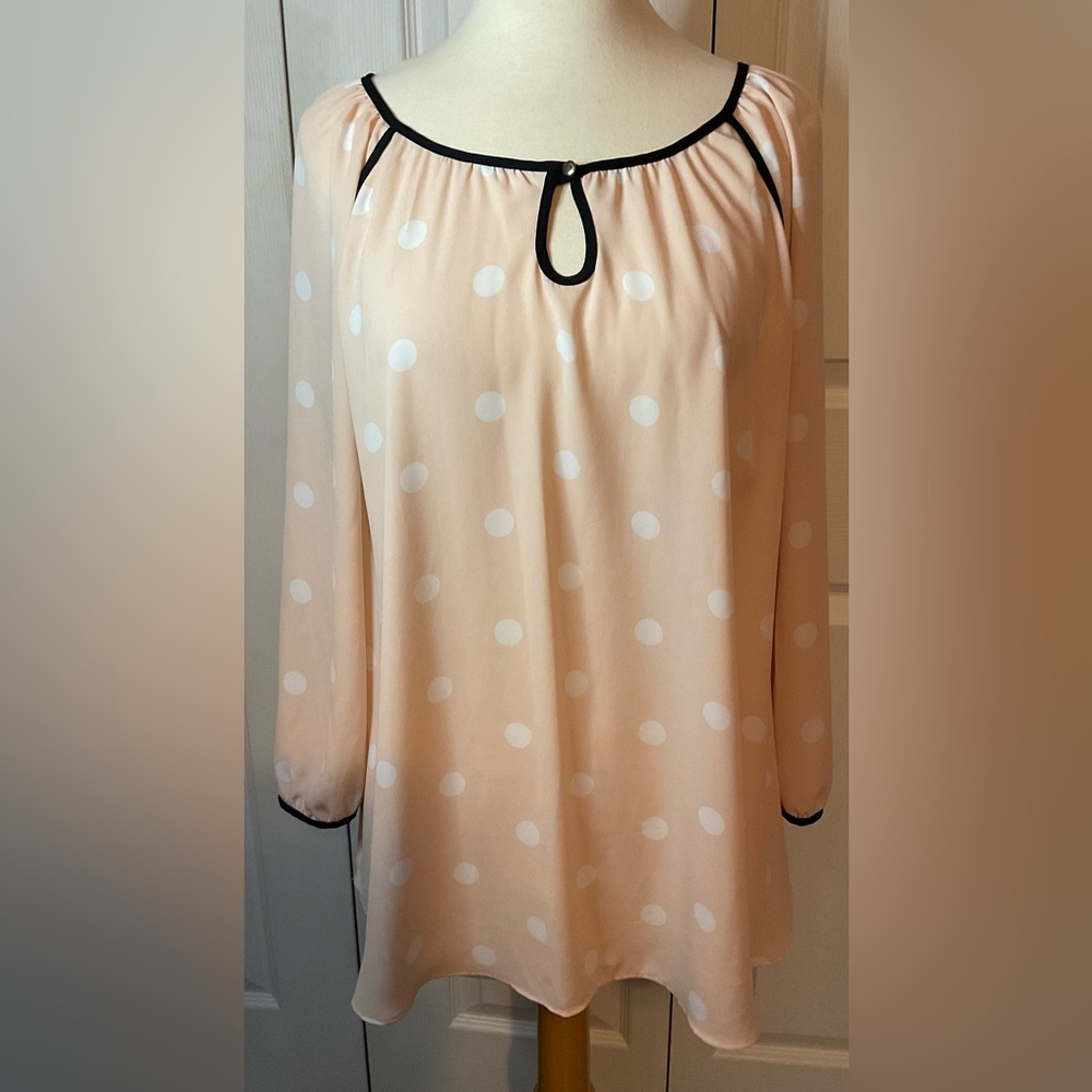 Sami & Jo Polkadot Spring Light Pink Blouse Top Size‎ XL